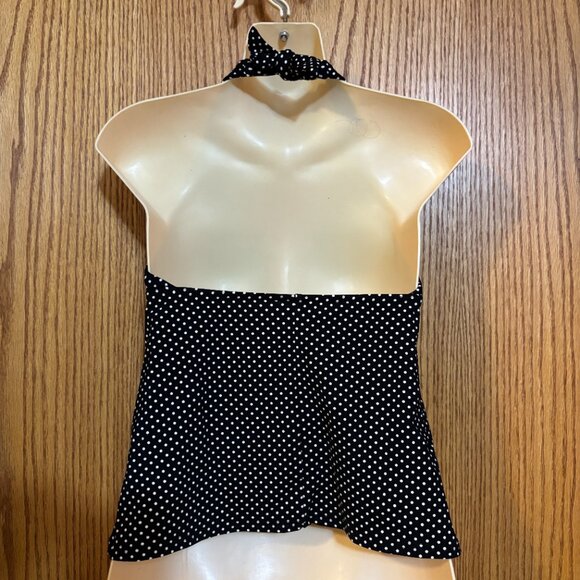 Vintage Lands' End Halter style Tankini Black with White polka Dots Size 6 - Picture 3 of 6